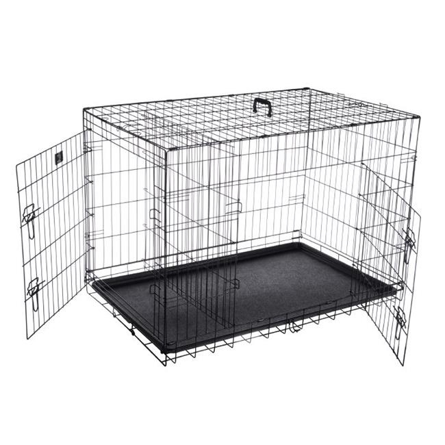 Trademark Global AF321009 42 in. Folding Pet Crate Double Door Kennel Wire Cage