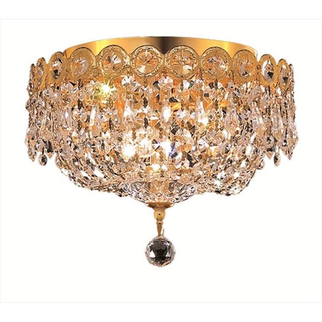 Elegant Lighting 1900F10G-SS 10 D x 9 in. Century Collection Flush Mount - Swarovski Elements&#44; Gold