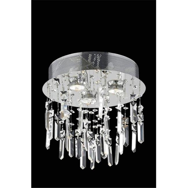 Elegant Lighting 2006F13SC-SS 13 D x 12 in. Galaxy Collection Flush Mount Prism Drops - Swarovski Elements&#44; Chrome