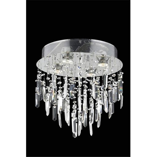 Elegant Lighting 2006F14SC-RC 14 D x 14 in. Galaxy Collection Flush Mount Prism Drops - Royal Cut&#44; Chrome
