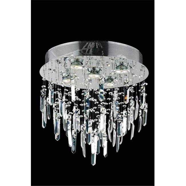 Elegant Lighting 2006F16SC-EC 16 D x 16 in. Galaxy Collection Flush Mount Prism Drops - Elegant Cut&#44; Chrome
