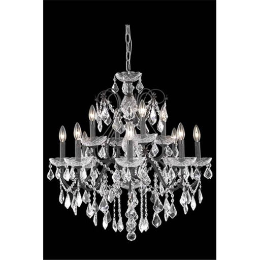 Elegant Lighting 2015D28DB-SS 28 D x 28 in. St. Francis Collection Hanging Fixture - Swarovski Elements&#44; Dark Bronze
