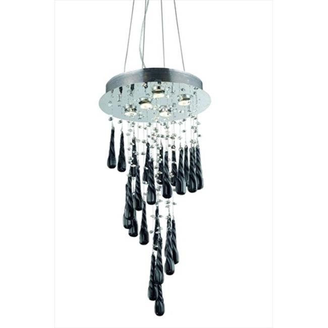 Elegant Lighting 2028D26C-GLB-RC 16 Dia. x 26 H in. Comet Collection Hanging Fixture Black Prism Drops - Royal Cut&#44; Chrome Finish