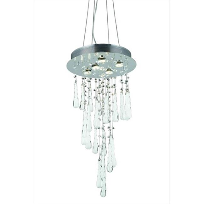 Elegant Lighting 2028D26C-GLW-RC 16 Dia. x 26 H in. Comet Collection Hanging Fixture White Prism Drops - Royal Cut&#44; Chrome Finish