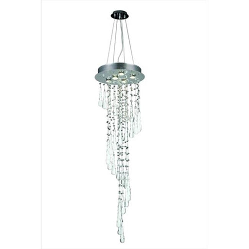 Elegant Lighting 2028G48C-GLW-RC 16 Dia. x 48 H in. Comet Collection Large Hanging Fixture White Prism Drops - Royal Cut&#44; Chrome Finish