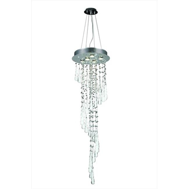 Elegant Lighting 2028G48C-GLW-RC 16 Dia. x 48 H in. Comet Collection Large Hanging Fixture White Prism Drops - Royal Cut&#44; Chrome Finish