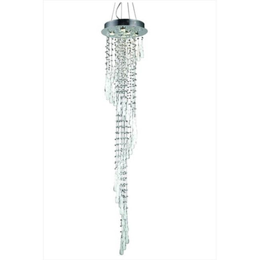 Elegant Lighting 2028G72C-GLW-RC 16 Dia. x 72 H in. Comet Collection Large Hanging Fixture White Prism Drops - Royal Cut&#44; Chrome Finish