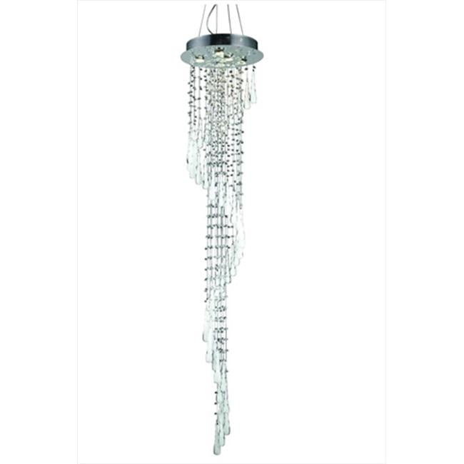 Elegant Lighting 2028G72C-GLW-RC 16 Dia. x 72 H in. Comet Collection Large Hanging Fixture White Prism Drops - Royal Cut&#44; Chrome Finish