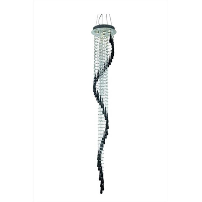 Elegant Lighting 2028G96C-GLB-RC 16 Dia. x 96 H in. Comet Collection Large Hanging Fixture Black Prism Drops - Royal Cut&#44; Chrome Finish