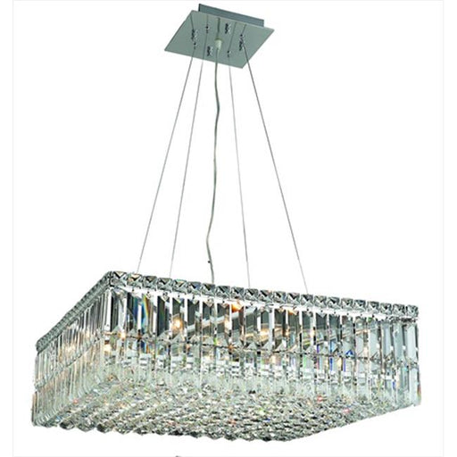 Elegant Lighting 2032D24C-EC 24 L x 24 W x 7.5 H in. Maxim Collection Hanging Fixture - Elegant Cut&#44; Chrome Finish