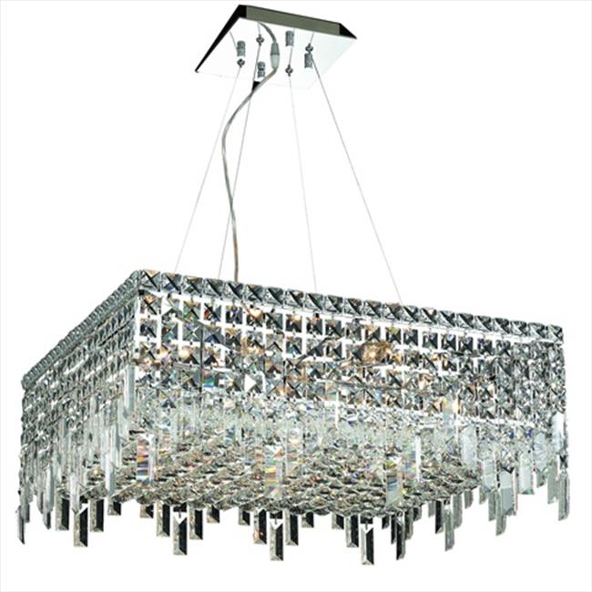 Elegant Lighting 2033D24C-EC 24 L x 24 W x 7.5 H in. Maxim Collection Hanging Fixture - Elegant Cut&#44; Chrome Finish