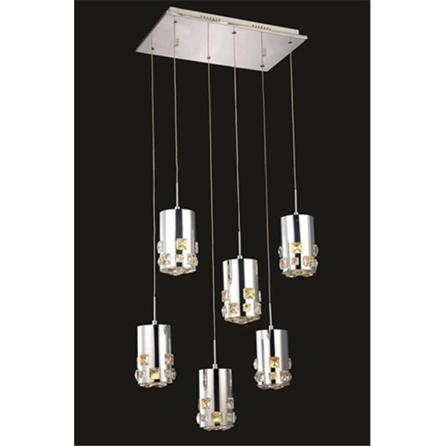 Elegant Lighting 2055D6O-RC 21.5 L x 11 Dia. x 90 H in. Broadway Collection Hanging Fixture - Royal Cut&#44; Chrome Finish