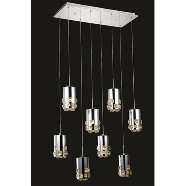Elegant Lighting 2055D8O-RC 27 L x 11 Dia. x 90 H in. Broadway Collection Hanging Fixture - Royal Cut&#44; Chrome Finish