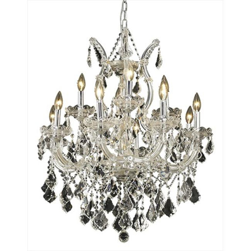 Elegant Lighting 2800D27C-EC 27 Dia. x 26 H in. Maria Theresa Collection Hanging Fixture - Elegant Cut&#44; Chrome Finish