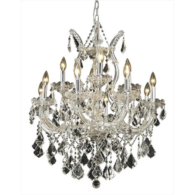 Elegant Lighting 2800D27C-EC 27 Dia. x 26 H in. Maria Theresa Collection Hanging Fixture - Elegant Cut&#44; Chrome Finish