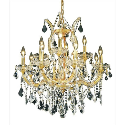 Elegant Lighting 2800D27G-SS 27 Dia. x 26 H in. Maria Theresa Collection Hanging Fixture - Swarovski Elements&#44; Gold Finish