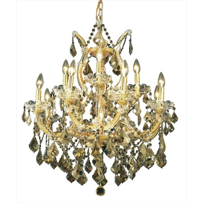 Elegant Lighting 2800D27G-GT-SS 27 Dia. x 26 H in. Maria Theresa Collection Hanging Fixture - Swarovski Elements&#44; Gold Finish
