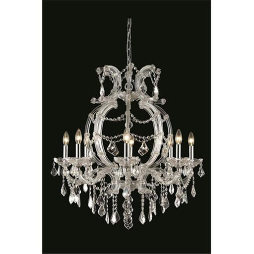 Elegant Lighting 2800D28C-SS 28.5 Dia. x 32.5 H in. Maria Theresa Collection Hanging Fixture - Swarovski Elements&#44; Chrome Finish