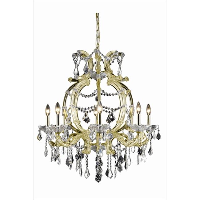 Elegant Lighting 2800D28G-SA 28.5 Dia. x 32.5 H in. Maria Theresa Collection Hanging Fixture - Spectra Swarovski&#44; Gold Finish