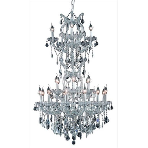 Elegant Lighting 2800D30SC-SS 30 Dia. x 50 H in. Maria Theresa Collection Large Hanging Fixture - Swarovski Elements&#44; Chrome Finish