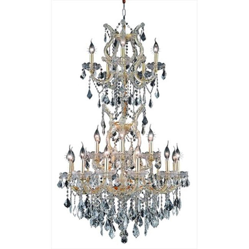 Elegant Lighting 2800D30SG-SS 30 Dia. x 50 H in. Maria Theresa Collection Large Hanging Fixture - Swarovski Elements&#44; Gold Finish
