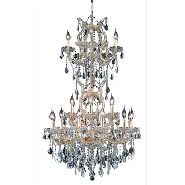 Elegant Lighting 2800D30SG-SS 30 Dia. x 50 H in. Maria Theresa Collection Large Hanging Fixture - Swarovski Elements&#44; Gold Finish