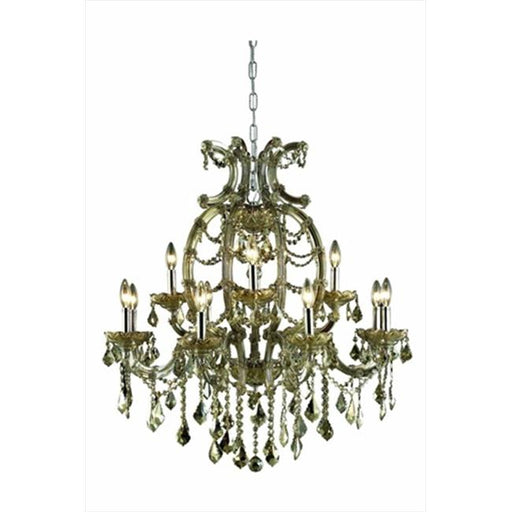 Elegant Lighting 2800D33GT-GT-SS 33.5 Dia. x 35.5 H in. Maria Theresa Collection Hanging Fixture - Swarovski Elements&#44; Golden Teak Finish