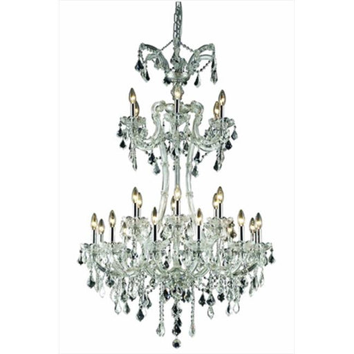 Elegant Lighting 2800G32C-SS 32 Dia. x 50 H in. Maria Theresa Collection Large Hanging Fixture - Swarovski Elements&#44; Chrome Finish