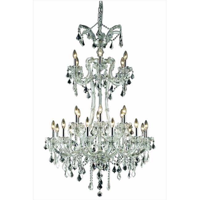 Elegant Lighting 2800G32C-SS 32 Dia. x 50 H in. Maria Theresa Collection Large Hanging Fixture - Swarovski Elements&#44; Chrome Finish