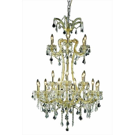 Elegant Lighting 2800G32G-SS 32 Dia. x 50 H in. Maria Theresa Collection Large Hanging Fixture - Swarovski Elements&#44; Gold Finish