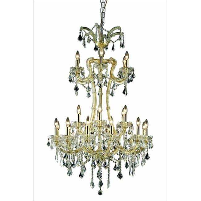 Elegant Lighting 2800G32G-SS 32 Dia. x 50 H in. Maria Theresa Collection Large Hanging Fixture - Swarovski Elements&#44; Gold Finish