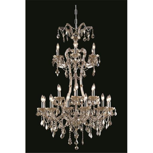 Elegant Lighting 2800G32GT-GT-SS 32 Dia. x 50 H in. Maria Theresa Collection Large Hanging Fixture - Royal Cut&#44; Golden Teak Finish