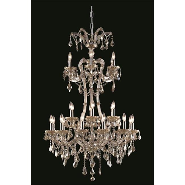 Elegant Lighting 2800G32GT-GT-SS 32 Dia. x 50 H in. Maria Theresa Collection Large Hanging Fixture - Royal Cut&#44; Golden Teak Finish