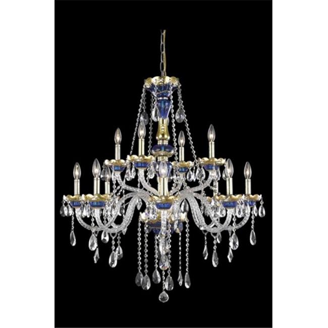 Elegant Lighting 7810G33BE-RC 33 Dia. x 38 H in. Alexandria Collection Large Hanging Fixture - Blue Finish&#44; Royal Cut
