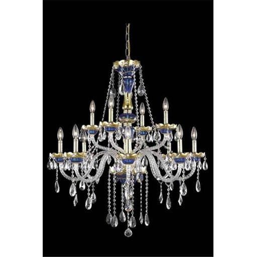 Elegant Lighting 7810G33BE-SS 33 Dia. x 38 H in. Alexandria Collection Large Hanging Fixture - Blue Finish&#44; Swarovski Elements