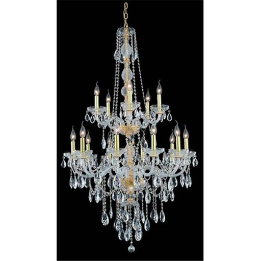 Elegant Lighting 7915G33G-SS 33 Dia. x 52 H in. Verona Collection Large Hanging Fixture - Gold Finish&#44; Swarovski Elements