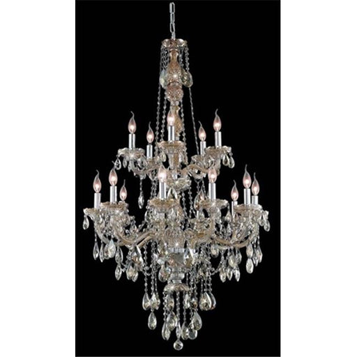 Elegant Lighting 7915G33GT-GT-SS 33 Dia. x 52 H in. Verona Collection Large Hanging Fixture - Golden Teak Finish&#44; Swarovski Elements