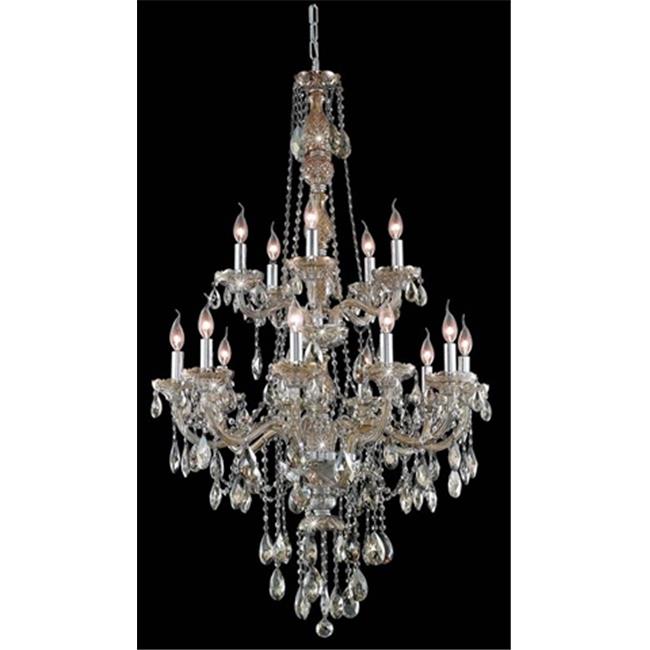 Elegant Lighting 7915G33GT-GT-SS 33 Dia. x 52 H in. Verona Collection Large Hanging Fixture - Golden Teak Finish&#44; Swarovski Elements