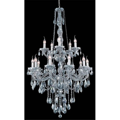 Elegant Lighting 7915G33SS-SS-SS 33 Dia. x 52 H in. Verona Collection Large Hanging Fixture - Silver Shade Finish&#44; Swarovski Elements