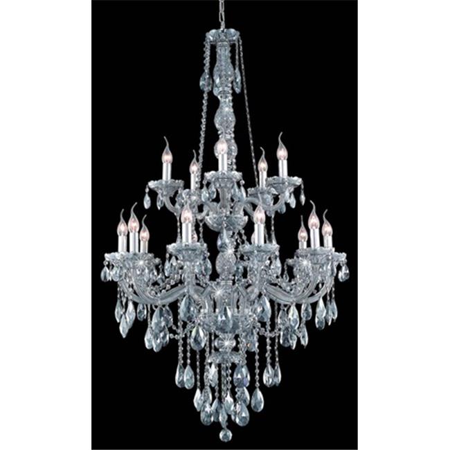 Elegant Lighting 7915G33SS-SS-SS 33 Dia. x 52 H in. Verona Collection Large Hanging Fixture - Silver Shade Finish&#44; Swarovski Elements
