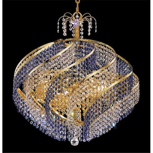 Elegant Lighting 8053D26G-SS 26 Dia. x 25 H in. Spiral Collection Hanging Fixture - Gold Finish&#44; Swarovski Elements