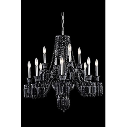 Elegant Lighting 8912D32B-JT-EC 32 Dia. x 31 H in. Majestic Collection Hanging Fixture - Black Finish&#44; Elegant Cut