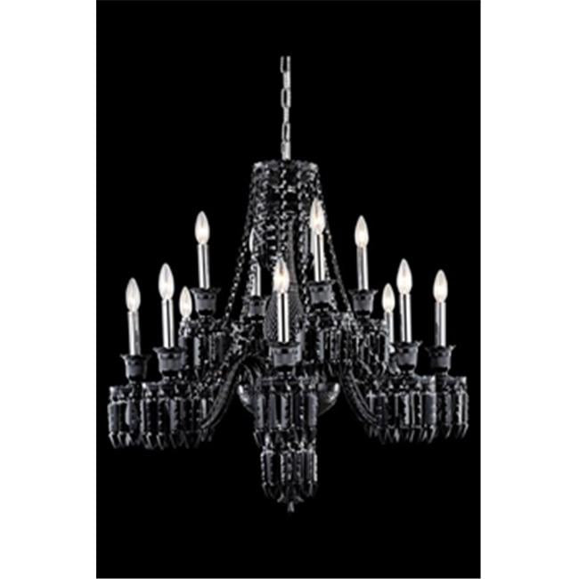 Elegant Lighting 8912D32B-JT-EC 32 Dia. x 31 H in. Majestic Collection Hanging Fixture - Black Finish&#44; Elegant Cut