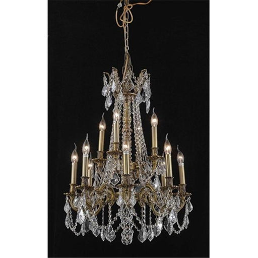 Elegant Lighting 9212D24FG-EC 24 Dia. x 36 H in. Rosalia Collection Hanging Fixture - French Gold Finish&#44; Elegant Cut