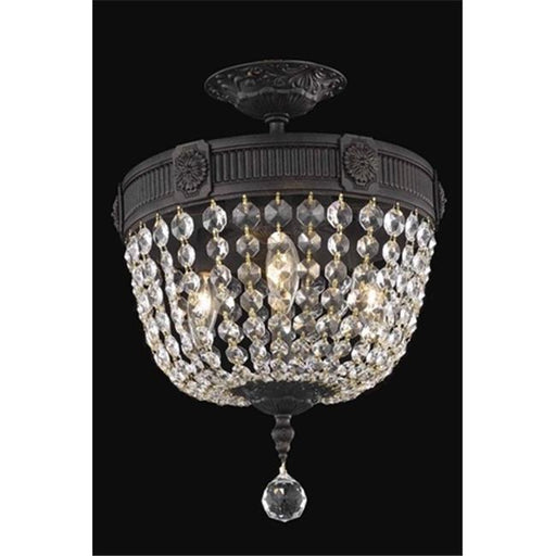Elegant Lighting 9303F12DB-SS 12 Dia. x 17 H in. Esperanza Flush Mount&#44; Swarovski Elements - Dark Bronze