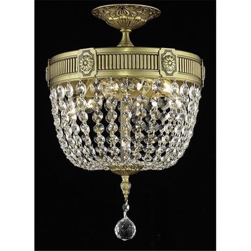 Elegant Lighting 9303F12FG-EC 12 Dia. x 17 H in. Esperanza Flush Mount&#44; Elegant Cut - French Gold