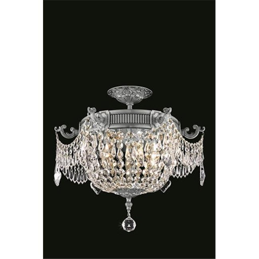 Elegant Lighting 9303F18PW-EC 18 Dia. x 17 H in. Esperanza Flush Mount&#44; Elegant Cut - Pewter