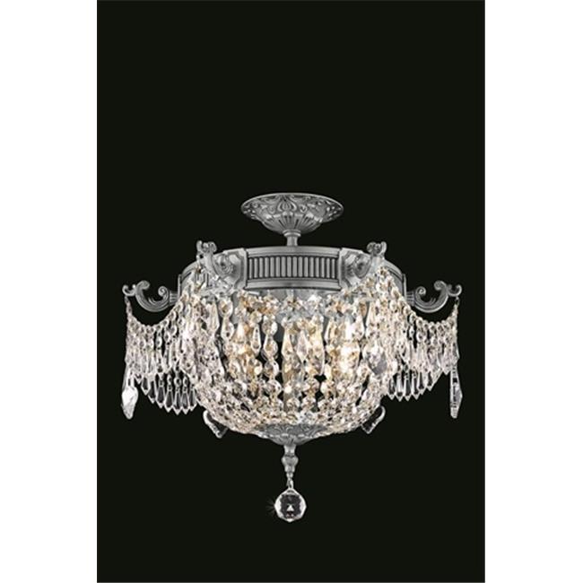 Elegant Lighting 9303F18PW-EC 18 Dia. x 17 H in. Esperanza Flush Mount&#44; Elegant Cut - Pewter