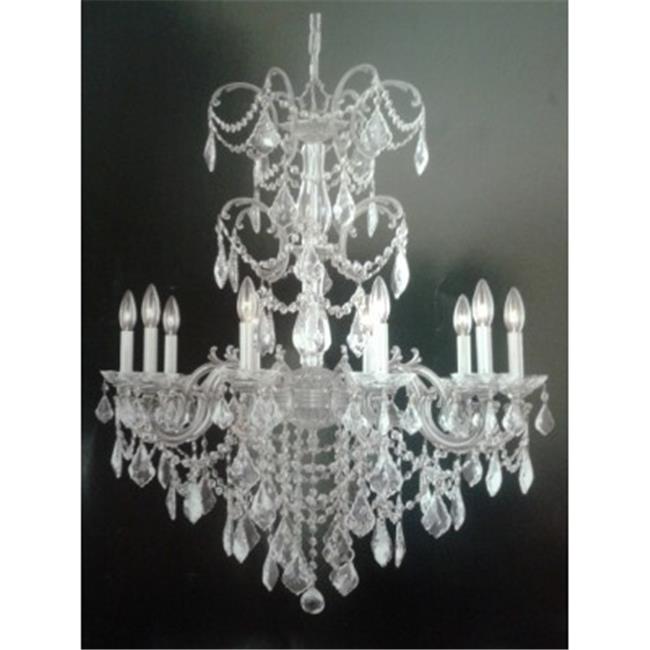 Elegant Lighting 9710D29PW-SS 29 Dia. x 35 H in. Athena Hanging Fixture&#44; Swarovski Elements - Pewter