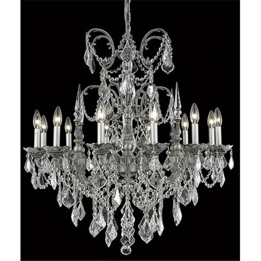 Elegant Lighting 9712D32PW-EC 32 Dia. x 33 H in. Athena Hanging Fixture&#44; Elegant Cut - Pewter